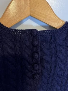 Suéter Rosanna 34 S vintage tejido con cable de lana virgen telar a mano azul marino - Imagen 1 de 4