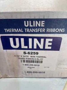 6 Rolls 4.33" x 1476' Wax Thermal Transfer Ribbons Uline S-6259 (Q3)7 - Picture 1 of 4