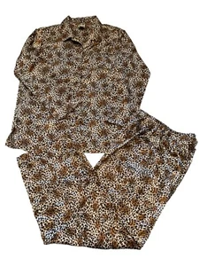 Jillian Jones Lounge/PJ Set Animal Print Satin Look Long Sleeves Medium - Picture 1 of 4