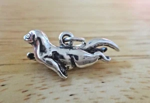 3D Sterling Silver 10x20mm solid Otter or Ferret Charm - Picture 1 of 9