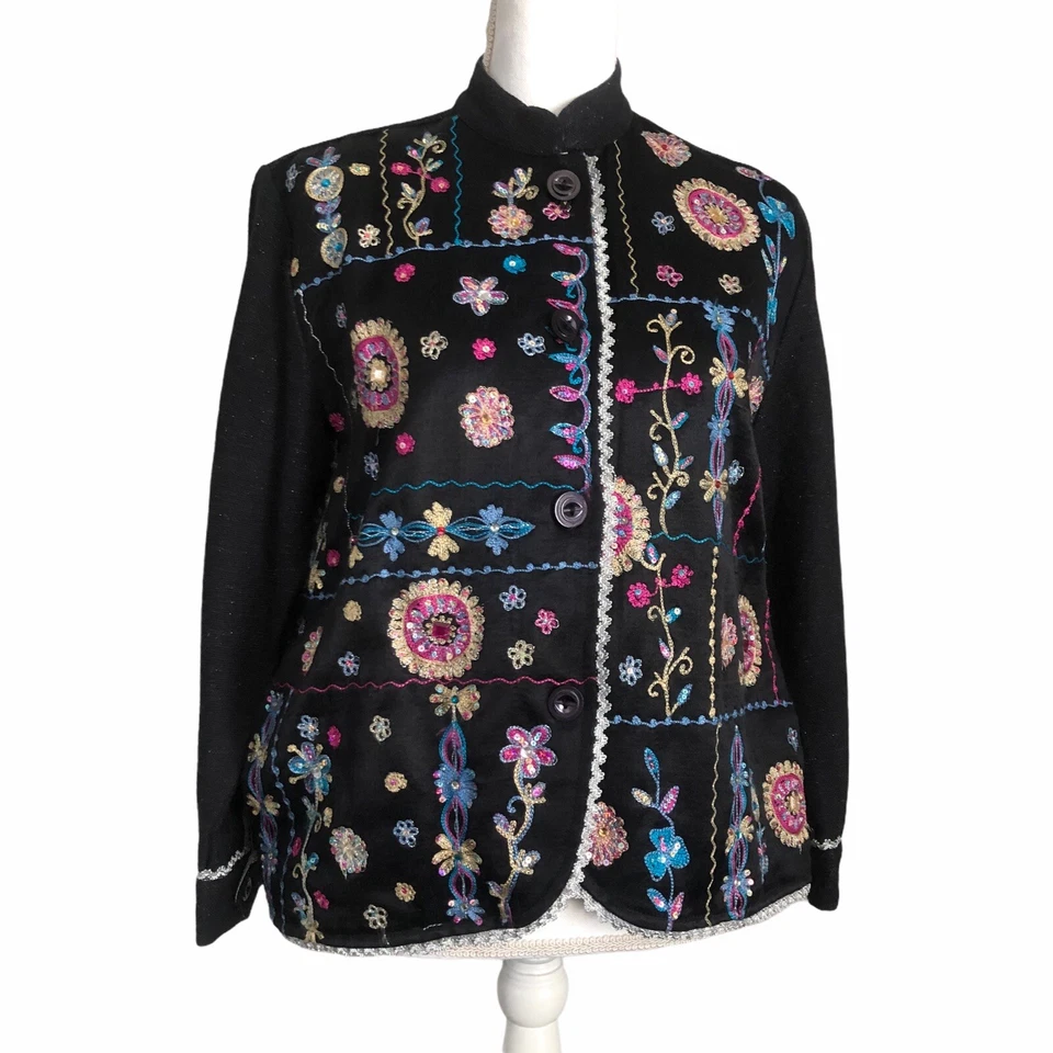 Draper & Damons маленький PS вышивка черная куртка блейзер искусство носить #3722 - Изображение 1 из 4