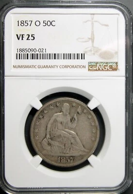 1857-O Seated Liberty Half Dollar NGC VF-25 - Image 1 of 2