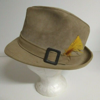 Sombrero de Colección DOBBS Gamuza Cuero Fedora Marrón Tostado Para Hombre Talla 7 1/4 Para Hombre Naranja Foto 1 de 4
