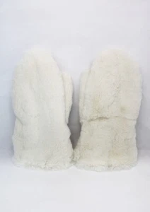 TOTALMENTE NUEVOS GUANTES BLANCOS DE PIEL CONEJO CORTADO AMBOS LADOS GUANTES HOMBRE TALLA M-L - Imagen 1 de 5