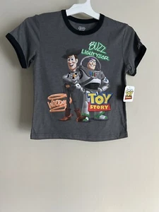 Disney Pixar Toy Story Woody Buzz lightyear Ringer Kids T-Shirt S6/7 Graphic Tee - Picture 1 of 4