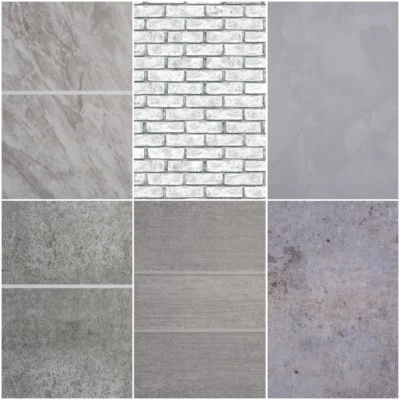 Grey Bathroom 8mm Wall Panels PVC Cladding Shower Wet Wall Tile Marble Effect - Image 1 of 4