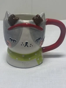 Francesca's Kitty Cat Tazza Sciarpa 3D Manico Rosso Tazza Caffè - Foto 1 di 7
