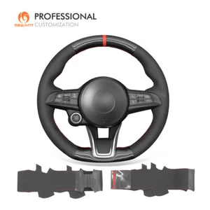 Hágalo usted mismo Cubierta de volante de fibra de carbono PU de gamuza para Alfa Romeo Giulia Stelvio Tonale - Imagen 1 de 10