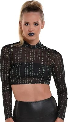 Camisa de Malla Cyberpunk Negra Punk Elegante Disfraz Halloween Adulto Accesorio Foto 1 de 2
