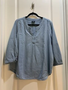 J Jill Denim Top blau Chambray V-Ausschnitt Medium Achsel zu Achsel 23” Länge 28” - Bild 1 von 6
