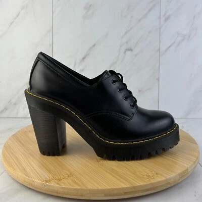 Dr. Doc Martens Salome Womens Size 6 Black Smooth Leather Platform Heels Shoes - Image 1 of 4