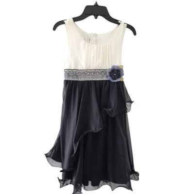 Bonnie Jean Girls Dress Size 10 Holiday Christmas Formal Dress Black and White - Image 1 of 4