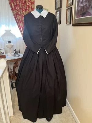 Civil War Reenactment Ladies Mourning DayDress Size 26 - Image 1 of 3