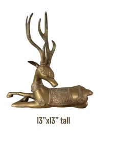 Antique Bronze Deer Statue 13” Tall. Rare Stature!!!  MCM Hollywood Regency - Picture 1 of 5