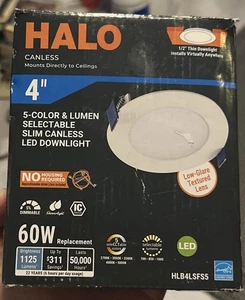 HALO 4in 5-Color & Lumen Selectable Slim Canless LED Downlight HLB4LSFS5 - Picture 1 of 1