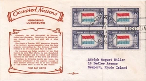 WW2 OVERRUN COUNTRIES - LUXEMBOURG #912 AUG 10 1943 WASHINGTON DC FDC - Picture 1 of 1