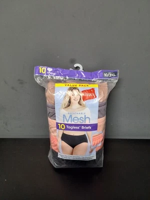 Hanes 女式透气网眼无标签内裤 10 件装,尺寸 3XL — 第 1/2 张图片