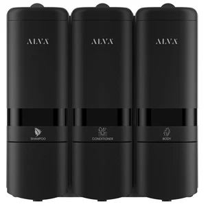 Alva 480ml Matt Black Triple Wall Mounted Soap Dispenser - Picture 1 of 5