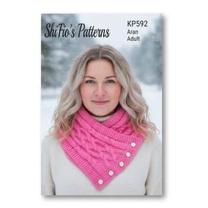 Modello a maglia per donna scaldacollo, sciarpa, scaldacollo, cavo, Aran KP592 - Foto 1 di 9