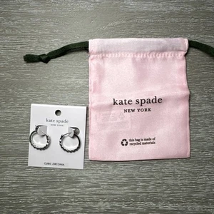 Kate Spade Full Circle Earrings - Clear / Silver Pave Hoop NWT - Picture 1 of 2
