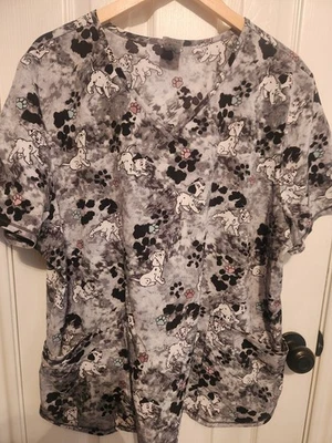 Blusa Médica Disney 101 Dalmations con Bolsillos Talla 2XL Gris Foto 1 de 3