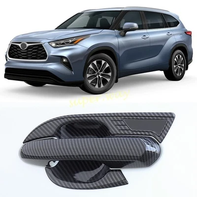 For 2020-2025 Toyota Highlander ABS Carbon Fiber Car Door Handle Bowl Cup Covers - Image 1 of 4