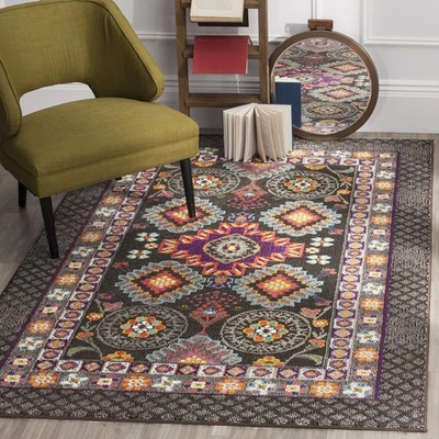 Monaco Collection Area Rug - 6'7" x 9'2", Brown & Multi, Boho Rustic Tribal D... - Image 1 of 4