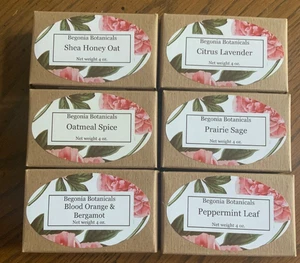 Begonia Botanicals Soaps 6 Bar Assortment Pack #2 Organic Ingredients 4 Oz Bars - Picture 1 of 2