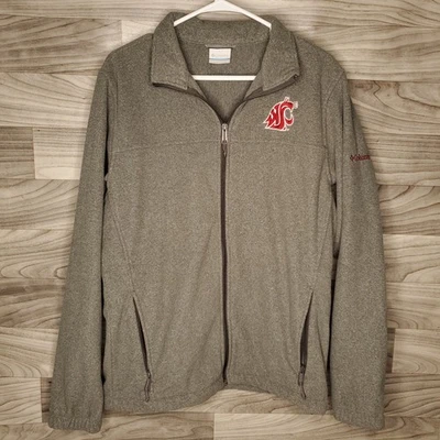 Columbia Men’s College 1/4 Zip Gray Red WSU Cougars Washington State Medium - Image 1 of 4