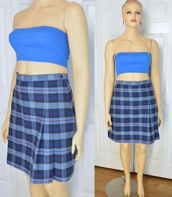 De Colección Azul Tartán Cuadros Plisado Escuela Católica Niña Pantalones Cortos Skorts Mini Falda XL Foto 1 de 4