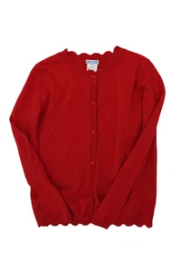 Jacadi Womens Cotton Blend Scallop Edging Button Up Cardigan Sweater Red Size 12 - Picture 1 of 5
