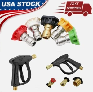 1/4" High Pressure Washer Gun 4000 PSI Car Wash Foam Spray Short Wand w/5 Nozzle - Picture 1 of 8