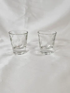 Vintage Anchor Hocking Whiskey Etched Dimpled Polka Dot Shot Glass Heavy Set / 2 - Picture 1 of 10