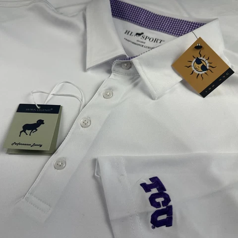 NWT TCU Horned Frogs Horn Legend Polo Men's White/Purple Cover