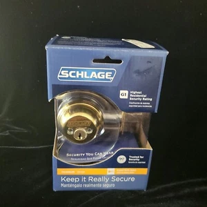 Schlage Double Cylinder Door Deadbolt Locks From Both Sides NEW Bright Brass - Picture 1 of 7