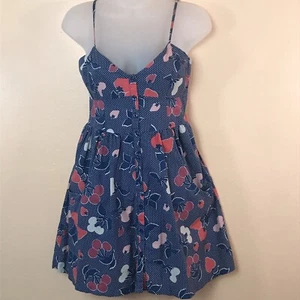 Cooperative Blue Cherry Strawberry Sundress Women S Pinup House Dress - Picture 1 of 5