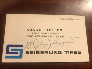 Tarjeta de visita de colección Seiberling Tires Cruse Tire Co. Wichita Falls Texas TX - Imagen 1 de 2