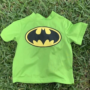Lime Green Batman Rash Guard 2T Swimsuit Top UV Protection - Picture 1 of 2