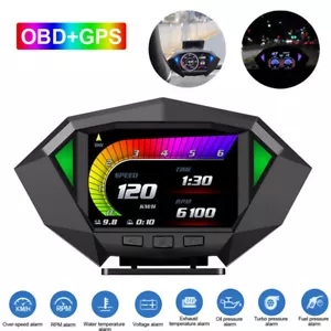 Car Speedometer HUD OBD2+GPS Head Up Display Odometer Voltage RPM Crowbar Manual - Picture 1 of 12
