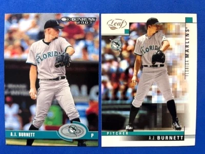 MLB - A J Burnett 2003 Donruss & 2003 Leaf Baseball - Marlins - Image 1 of 2