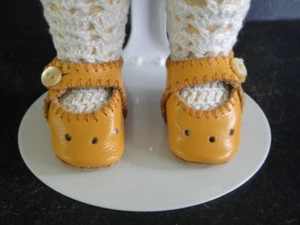 CHAUSSURES en CUIR pour BLEUETTE (4 cm) - POUPEE ANCIENNE - Caramel - Foto 1 di 3