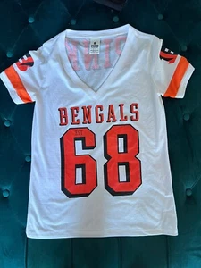 PINK By Victoria Secret Jersey Cincinnati Bengals Womens Small White Football - Picture 1 of 5