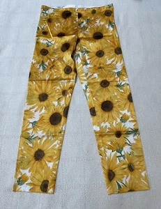 Authenticated Dolce & Gabbana Silk Stretch Sunflower Pants Trousers 42 Small - Picture 1 of 11