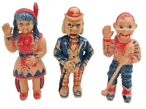 1950's Howdy Doody Show Kagran Tee-Vee Plastic Figures Set Of 3 #TE - Picture 1 of 11