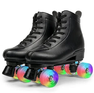 ZZAINIO Big Kids Classic Roller Skates Premium PU Leather Flashing Wheels 4.5 US - Picture 1 of 11