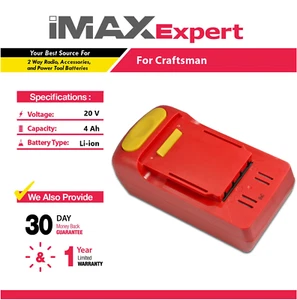 Batería de iones de litio 20V 4Ah para Craftsman 26302, 26314, 28128, 25708 - Imagen 1 de 6