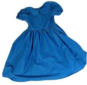 VINTAGE GIRLS DRESS Y2K Blue Handmade Cottage Core 6 7 8 Collar Alice Wonderland - Picture 1 of 10