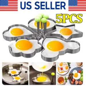 5pz Stampo Anello Fritto Uovo Antiaderente Acciaio Inox Pancake Utensili Cucina - Foto 1 di 14