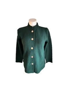 APPLESEED'S BOILED WOOL CARDIGAN SWEATER SZ LG WOMENS FULL BUTTON GREEN NEW - Picture 1 of 12