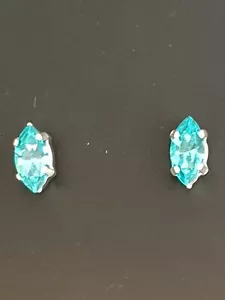 Gorgeous Small Navette Stud Earrings using Swarovski Light Turquoise. Made in UK - Picture 1 of 4